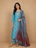 Sky Blue Floral Designed Cotton Rayon Salwar Suit