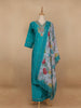 Sky Blue Floral Designed Cotton Salwar Suit - Diadem