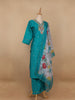 Sky Blue Floral Designed Cotton Salwar Suit - Diadem