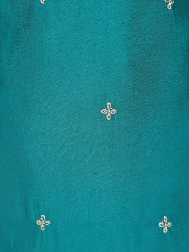 Sky Blue Floral Designed Cotton Salwar Suit - Diadem