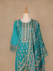 Sky Blue Floral Designed Cotton Salwar Suit - Diadem