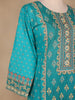 Sky Blue Floral Designed Cotton Salwar Suit - Diadem