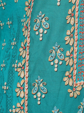 Sky Blue Floral Designed Cotton Salwar Suit - Diadem