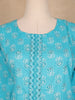 Sky Blue Floral Designed Cotton Salwar Suit - Diadem