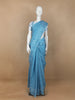 Sky Blue Floral Designed Cotton Saree - Diadem