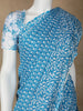 Sky Blue Floral Designed Cotton Saree - Diadem