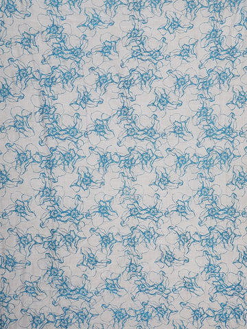 Sky Blue Floral Designed Cotton Saree - Diadem