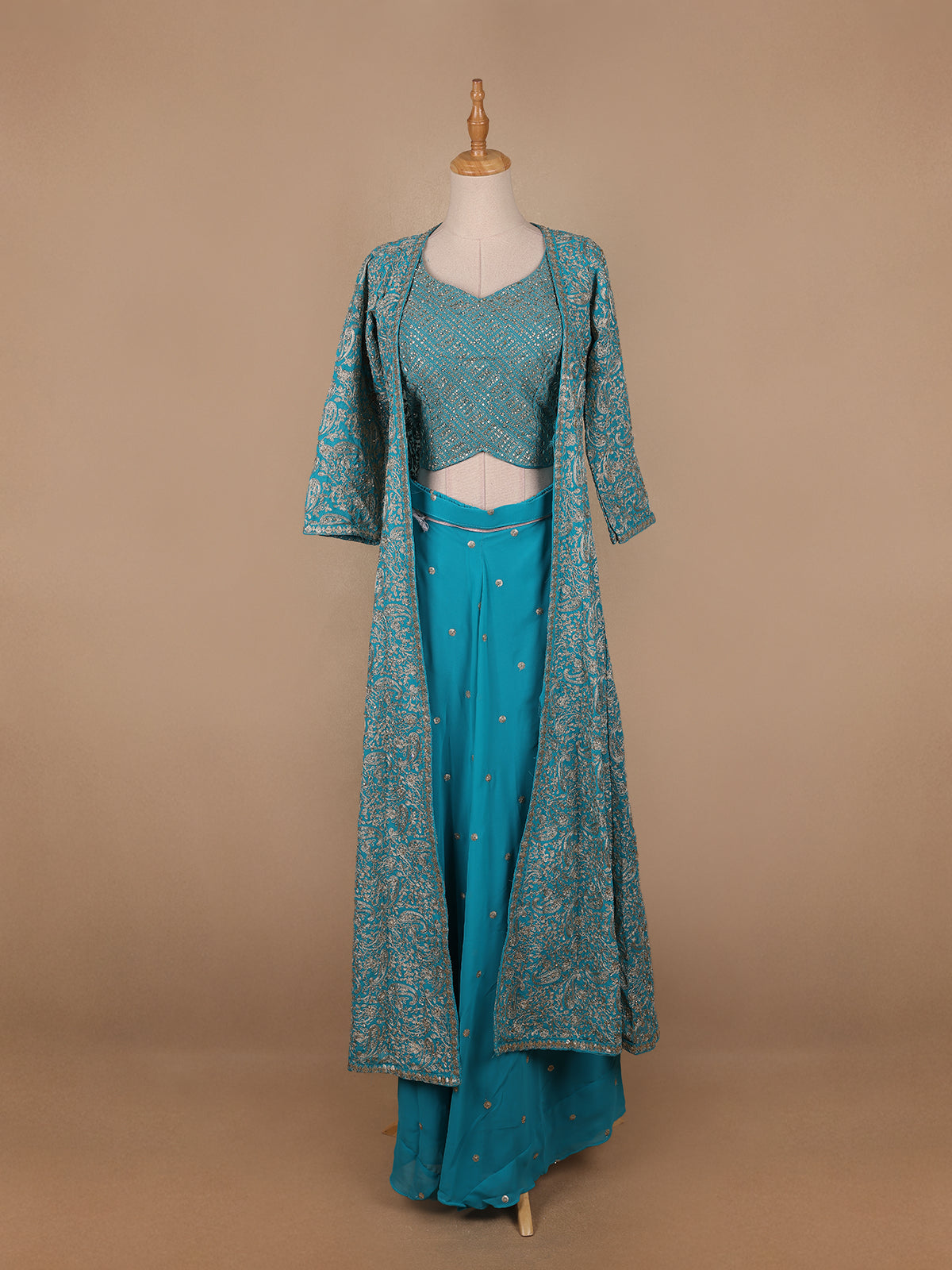 Sky Blue Floral Designed Georgette Palazzo Salwar Suit - Diadem