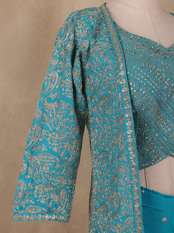 Sky Blue Floral Designed Georgette Palazzo Salwar Suit - Diadem