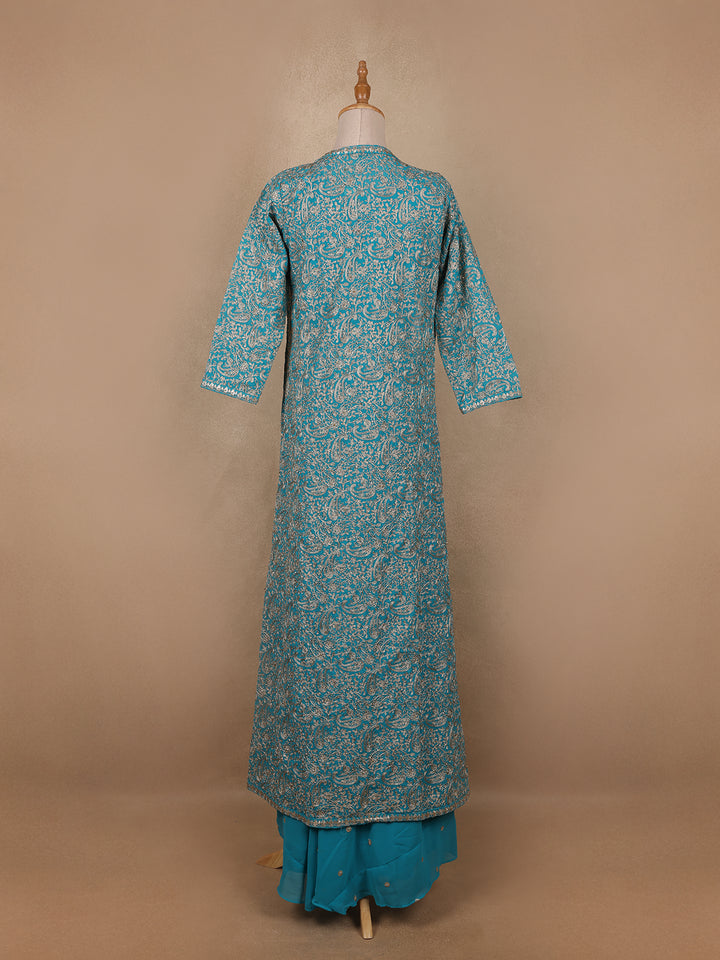 Sky Blue Floral Designed Georgette Palazzo Salwar Suit - Diadem