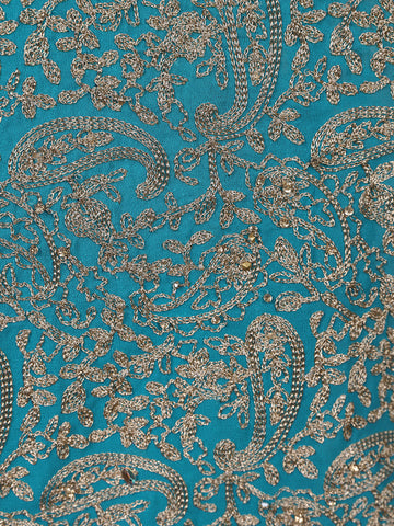 Sky Blue Floral Designed Georgette Palazzo Salwar Suit - Diadem
