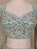 Sky Blue Floral Embroidered Net Lehenga for Brides - Diadem