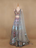 Sky Blue Floral Embroidery Semi Silk Bridesmaid Lehenga