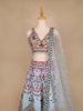 Sky Blue Floral Embroidery Semi Silk Bridesmaid Lehenga
