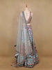 Sky Blue Floral Embroidery Semi Silk Bridesmaid Lehenga