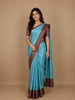 Sky Blue Floral Woven Pure Kanchipuram Silk Saree