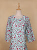 Sky Blue Floral Printed Cotton Kurti - Diadem