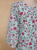 Sky Blue Floral Printed Cotton Kurti - Diadem
