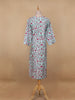 Sky Blue Floral Printed Cotton Kurti - Diadem