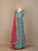Sky Blue Floral Printed Crepe Gown