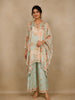 Sky Blue Floral Printed Design Crepe Kaftan Suit