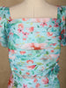 Sky Blue Floral Printed Organza Bridesmaid Gown