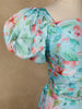Sky Blue Floral Printed Organza Bridesmaid Gown