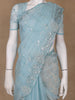 Sky Blue Floral Sequin Embroidered Organza Designer Saree - Diadem