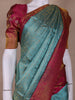 Sky Blue Floral Woven Pure Kanchipuram Silk Saree - Diadem
