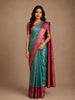 Sky Blue Floral Woven Pure Kanchipuram Silk Saree