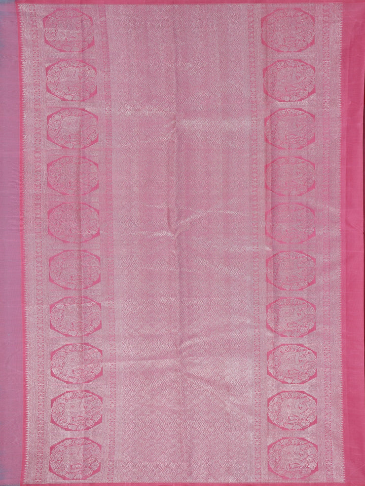 Sky Blue Floral Woven Pure Kanchipuram Silk Saree - Diadem
