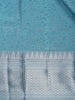 Sky Blue Floral Woven Pure Kanchipuram Silk Saree - Diadem