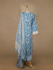 Sky Blue Floral printed Cotton Salwar Suit - Diadem
