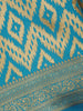 Sky Blue Geometric Ikat Design Silk Saree - Diadem