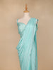 Sky Blue Georgette Ready To Wear Saree With Self Floral Designs