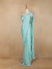 Sky Blue Georgette Ready To Wear Saree With Self Floral Designs
