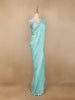 Sky Blue Georgette Ready To Wear Saree With Self Floral Designs