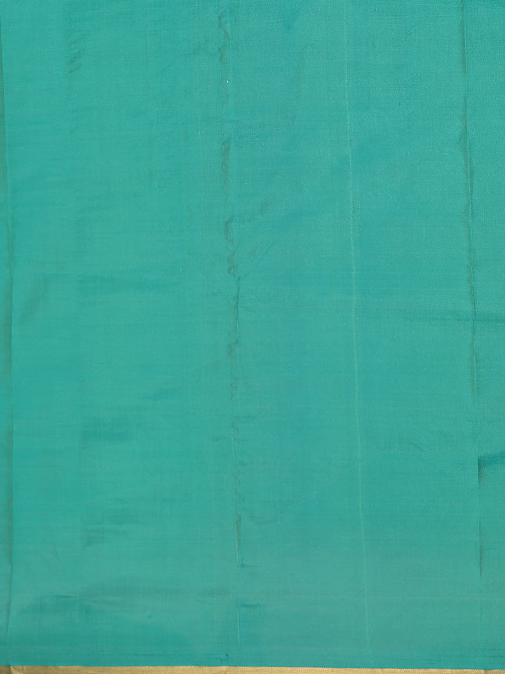 Sky Blue Peacock Butta and checks woven Silk Saree - Diadem