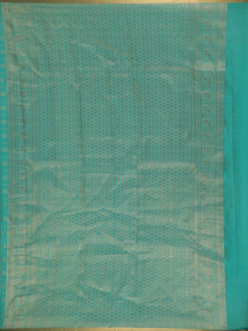 Sky Blue Peacock Butta and checks woven Silk Saree - Diadem