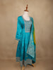 Sky Blue Sequins Design Floral Printed Silk Anarkali Salwar Suit - Diadem