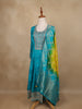 Sky Blue Sequins Design Floral Printed Silk Anarkali Salwar Suit - Diadem