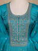 Sky Blue Sequins Design Floral Printed Silk Anarkali Salwar Suit - Diadem