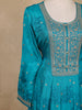 Sky Blue Sequins Design Floral Printed Silk Anarkali Salwar Suit - Diadem