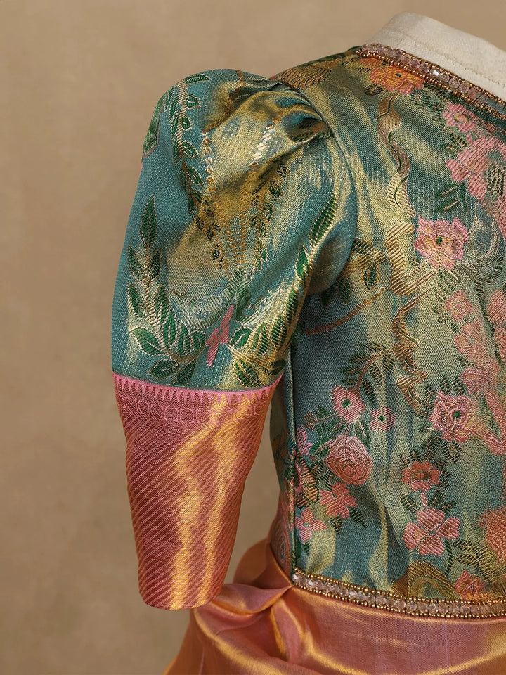 Sky Blue Silk Pavada Sattai Set - Diadem