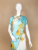 Sky Blue Sun Flower Designed Satin Fancy Saree - Diadem