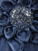 Slate Blue Floral Layered Design Net Ruffle Frock