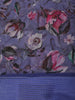 Slate Blue Floral Printed Design Chiffon Casual Saree with Striped Border