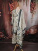 Slate Blue Floral Printed Design Cotton Straight Cut Salwar Suit wit Matching Dupatta