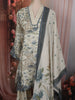Slate Blue Floral Printed Design Cotton Straight Cut Salwar Suit wit Matching Dupatta