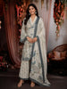 Slate Blue Floral Printed Design Cotton Straight Cut Salwar Suit wit Matching Dupatta